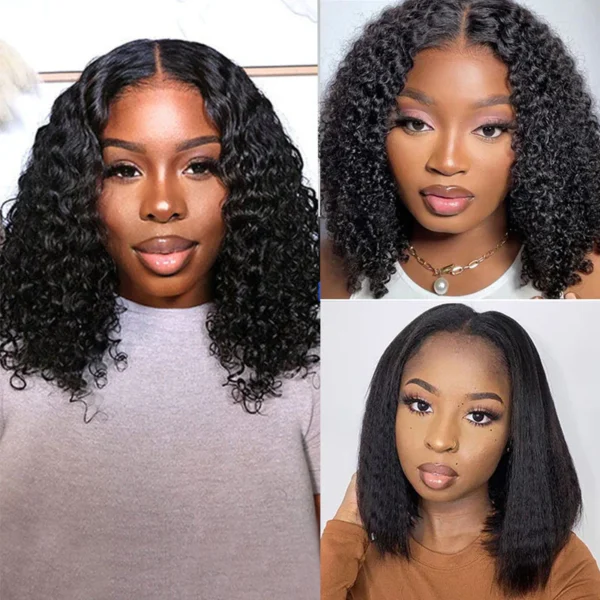 13x5 Pre-All Glueless TRILL Water Wave Bob Invisible Knots Natural Black Beginner Friendly