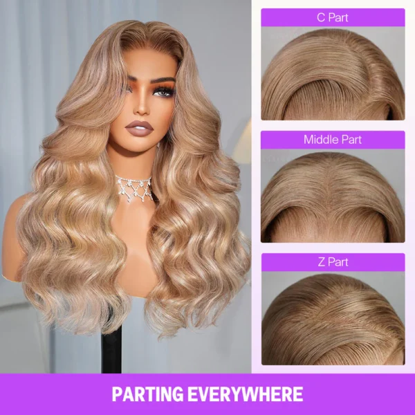 6x5 invisible knots TRILL Glueless Ash Blonde Highlight Loose Body Wave Wigs Realistic Hairline