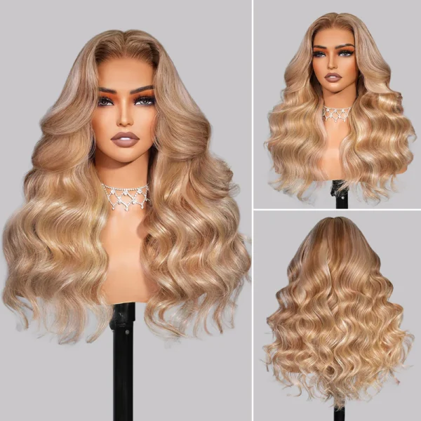 6x5 invisible knots TRILL Glueless Ash Blonde Highlight Loose Body Wave Wigs Realistic Hairline