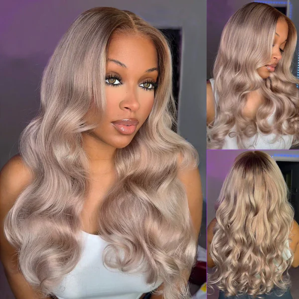 13x6 Ash Blonde Ombre TRILL Glueless Wigs Silky Straight With Drawstring 100% Human Hair Wig