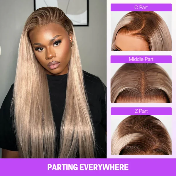 6x5 Invisible TRILL Knots & 13x4 Lace Frontal Ash Blonde Ombre Loose Body Wave Wigs Natural Hairline