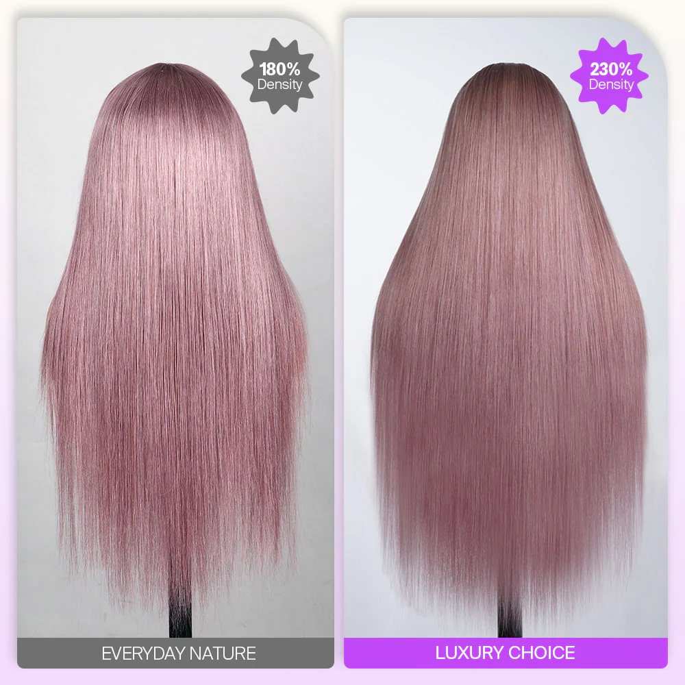 13x6 TRILL Ash Purple Glueless Wigs Silky Straight With Drawstring 100% Human Hair Wig - Image 3
