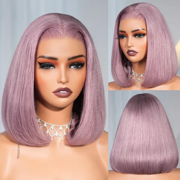 13x5 Pre-All Glueless TRILL Ash Purple Straight Bob Invisible Knots Beginner Friendly