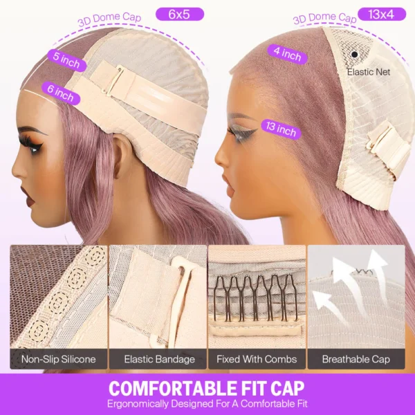 6x5 Invisible TRILL  Knots & 13x4 Lace Frontal Ash Purple Loose Body Wave Wigs Realistic Hairline