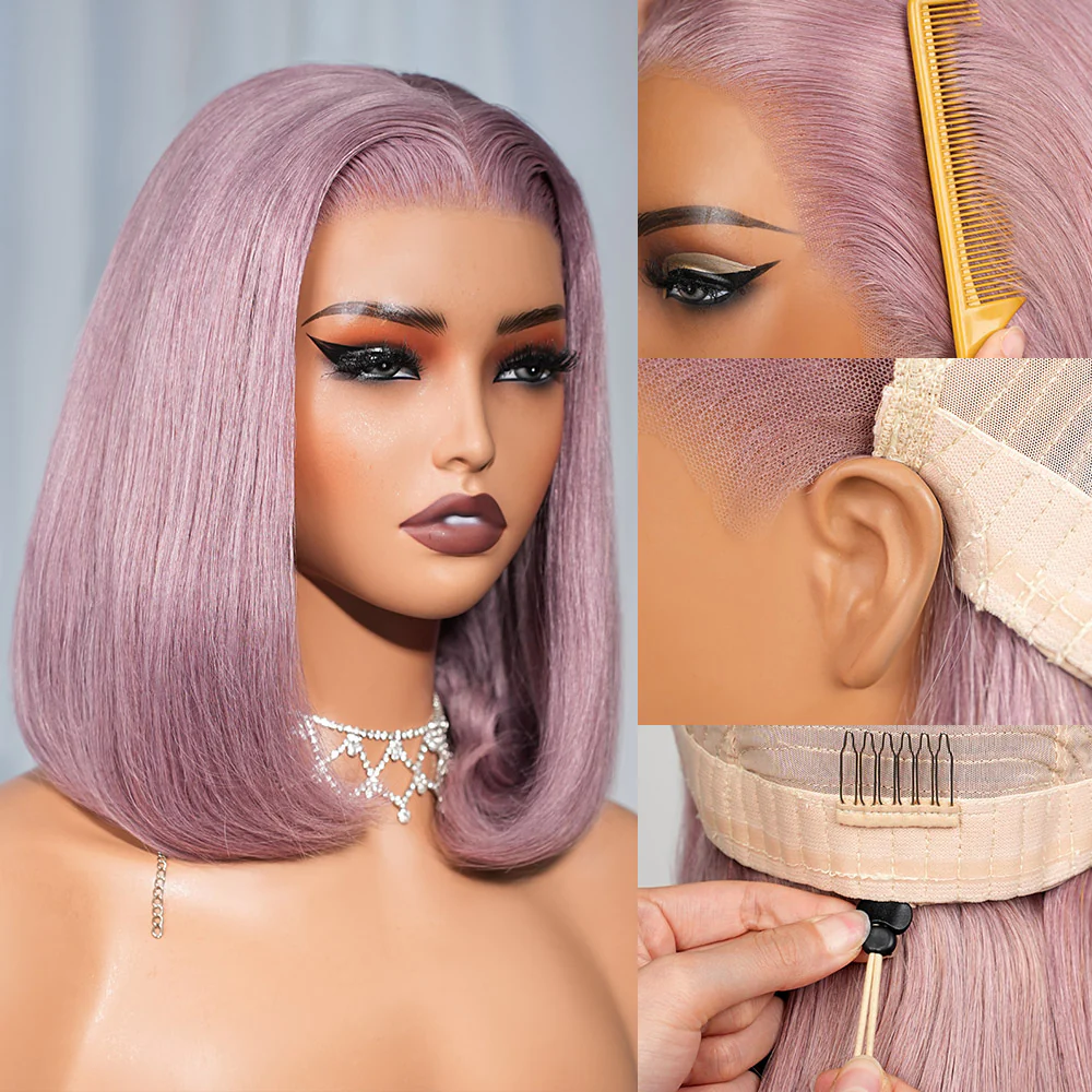 13x5 Pre-All Glueless TRILL Ash Purple Straight Bob Invisible Knots Beginner Friendly - Image 6