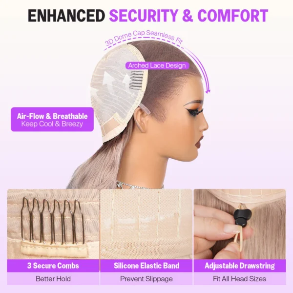 TRILL 13x6 Ash Blonde Highlights On Brown Hair Body Wave With Drawstring 100% Human Hair Wig