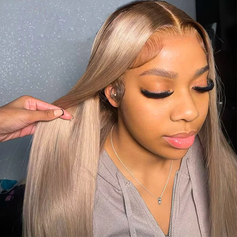 13x6 Ash Blonde Ombre TRILL Glueless Wigs Silky Straight With Drawstring 100% Human Hair Wig - Image 6