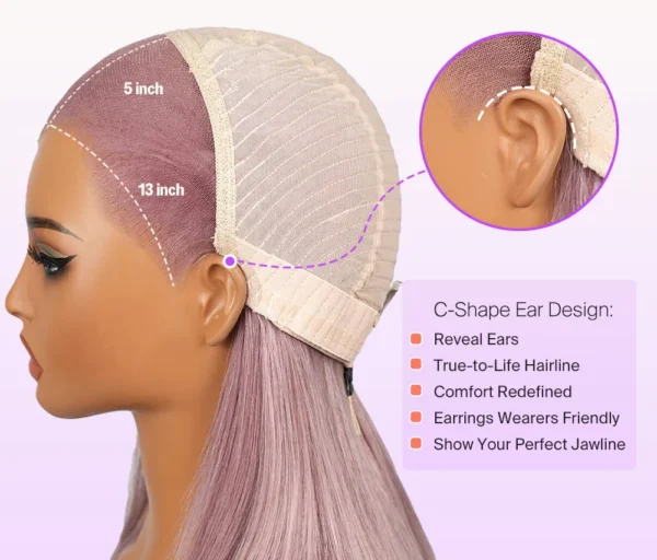 13x5 Pre-All Glueless TRILL Ash Purple Straight Bob Invisible Knots Beginner Friendly