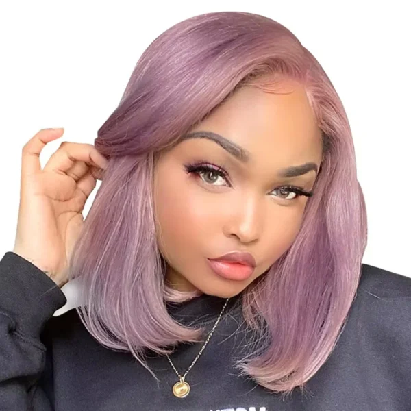 13x5 Pre-All Glueless TRILL Ash Purple Straight Bob Invisible Knots Beginner Friendly
