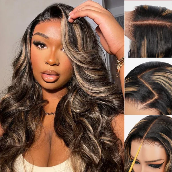 TRILL 13x4 Lace Frontal Balayage Highlight Body Wave Wigs Invisible Knots Natural Hairline