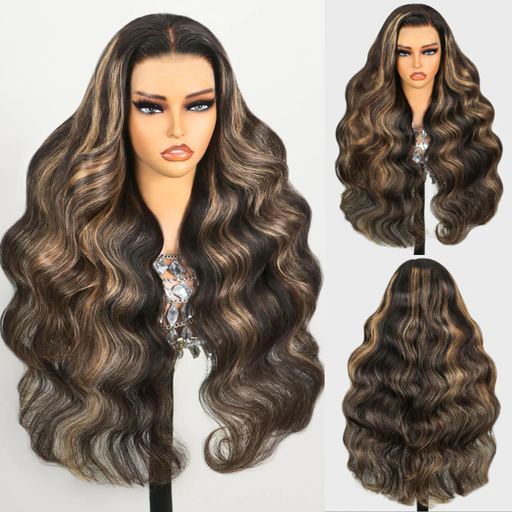TRILL 13x4 Lace Frontal Balayage Highlight Body Wave Wigs Invisible Knots Natural Hairline - Image 5