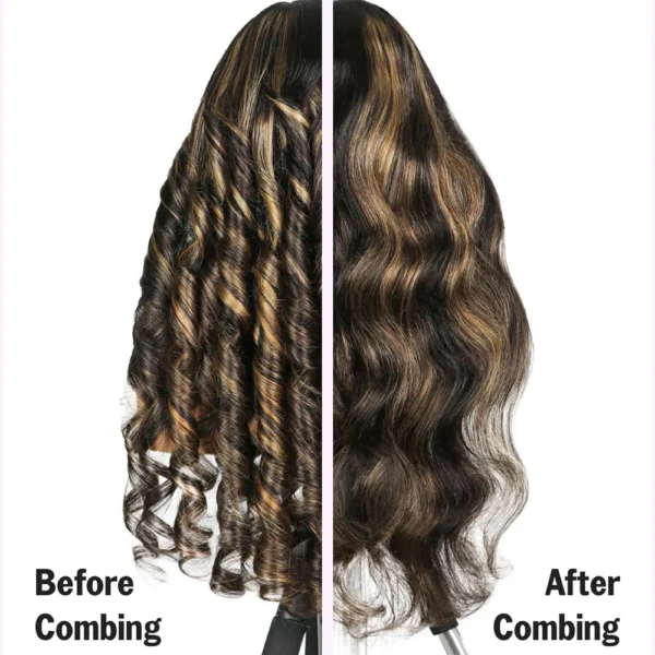 Balayage Highlight Glueless Wigs Silky Straight With Drawstring 100% Human Hair Wig