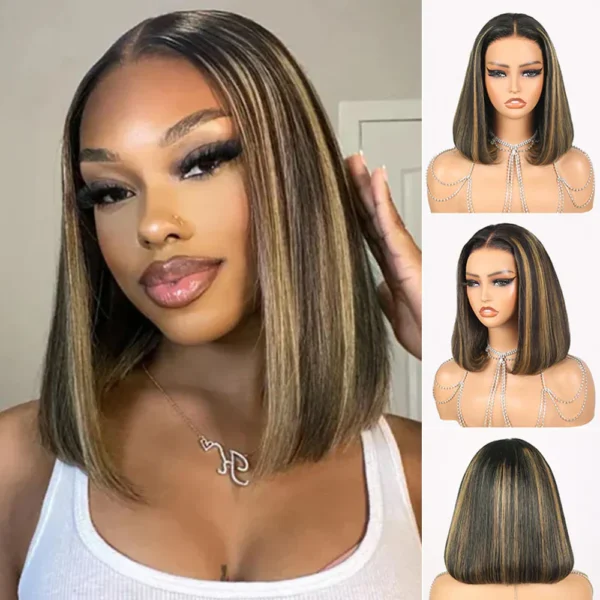 TRILL 6x5 Invisible Knots Glueless Balayage Straight Bob Wigs Realistic Hairline Beginner Friendly