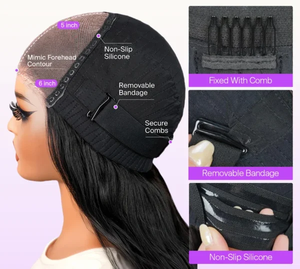 TRILL 6x5 Invisible Knots Glueless Loose Body Wave Wigs Realistic Hairline Natural Black Beginner Friendly