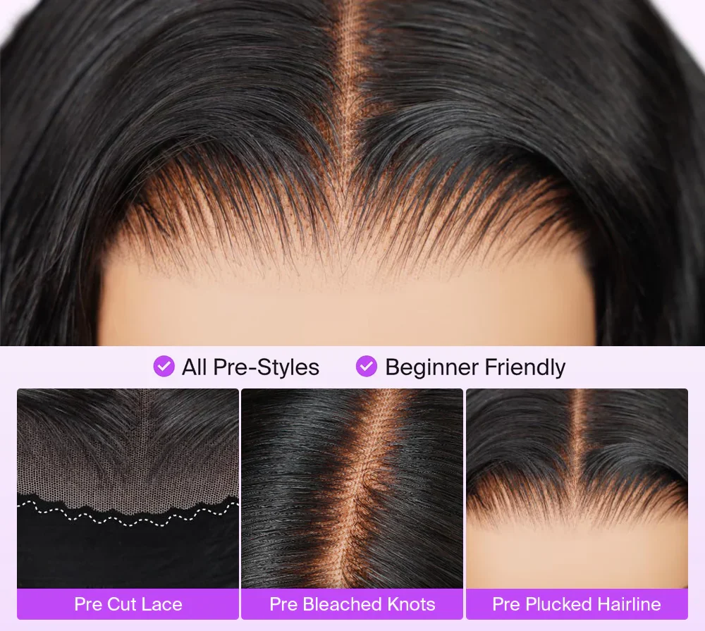 6x5 TRILL Invisible Knots Glueless Silky Straight Wigs Pre-cut Lace Natural Black Beginner Friendly - Image 11