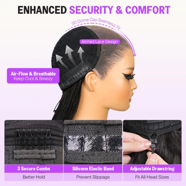 Glueless Wig TRILL Jerry Curly With Drawstring Natural Black Breathable Cap 100% Human Hair Wig
