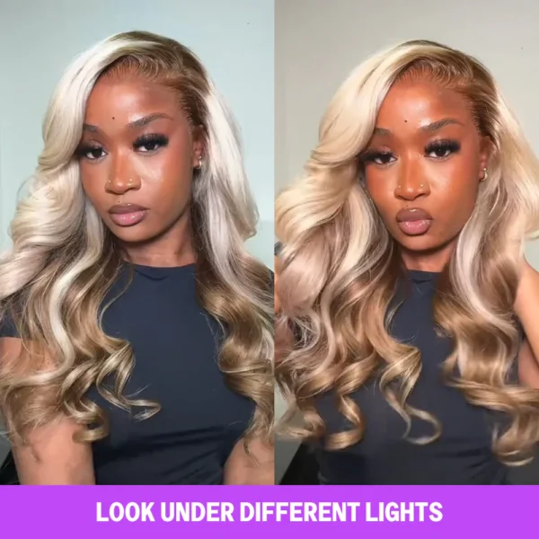 Champagne and Brown Ombre Colored 6x5 Pre-All Glueless Loose Body Wave Wigs