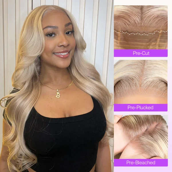 6x5 Invisible Knots & 13x4 Lace Frontal Blonde Highlight Loose Body Wave Wigs Invisible Knots