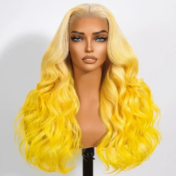 TRILL 13x6 Blonde To Pink Ombre Glueless Wigs Loose Body Wave With Drawstring 100% Human Hair