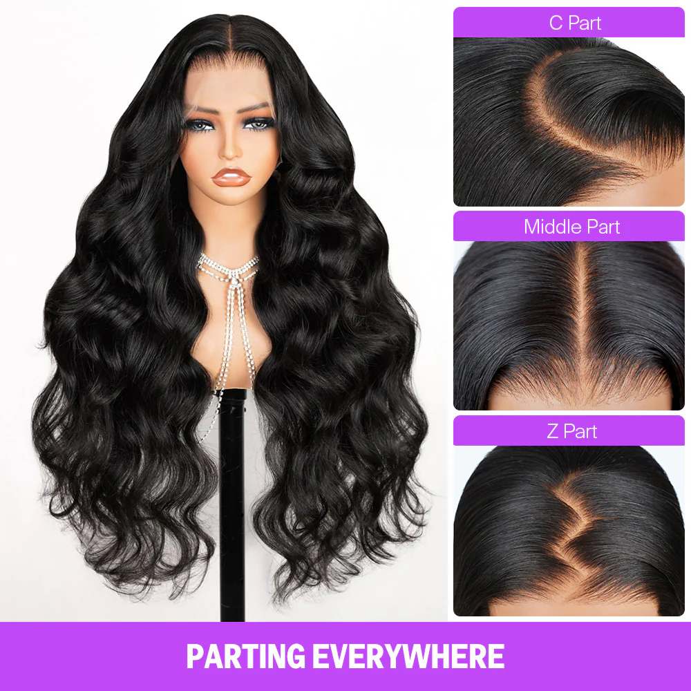 13x4 Lace Frontal Loose Body Wave Invisible Knots Natural Black Natural Edges - Image 4