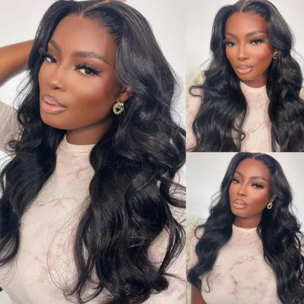 13x4 Lace Frontal Loose Body Wave Invisible Knots Natural Black Natural Edges