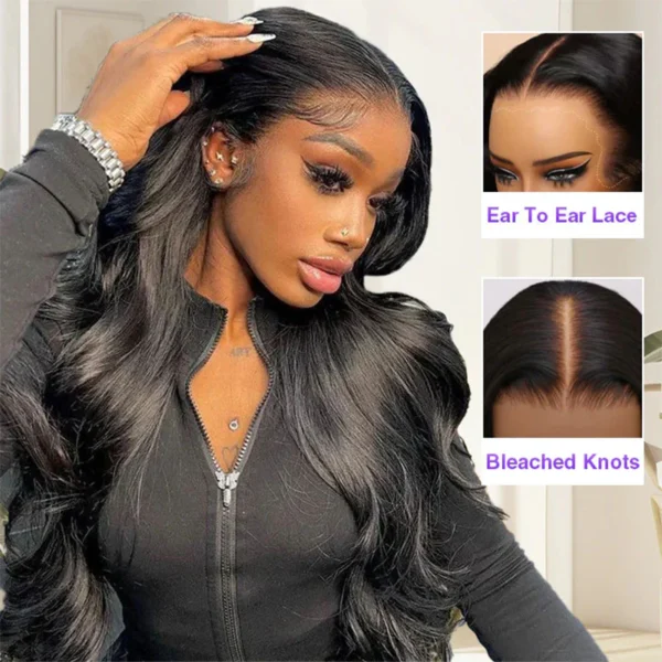 13x6 Glueless TRILL Body Wave With Drawstring Natural Black 100% Human Hair Wig