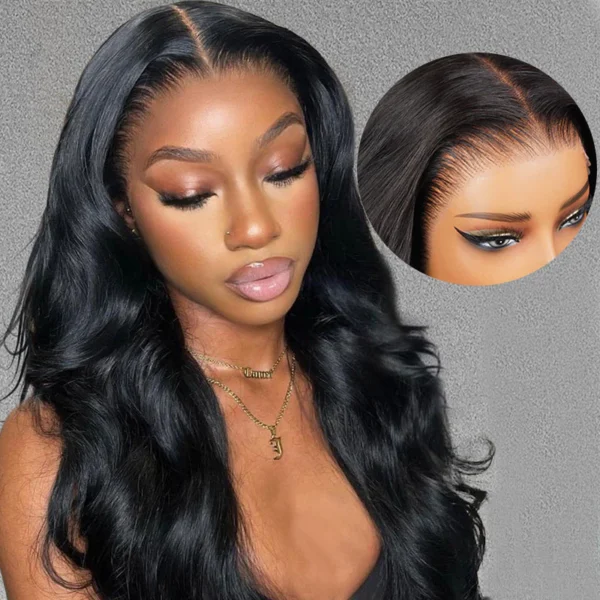 13x6 Glueless TRILL Body Wave With Drawstring Natural Black 100% Human Hair Wig