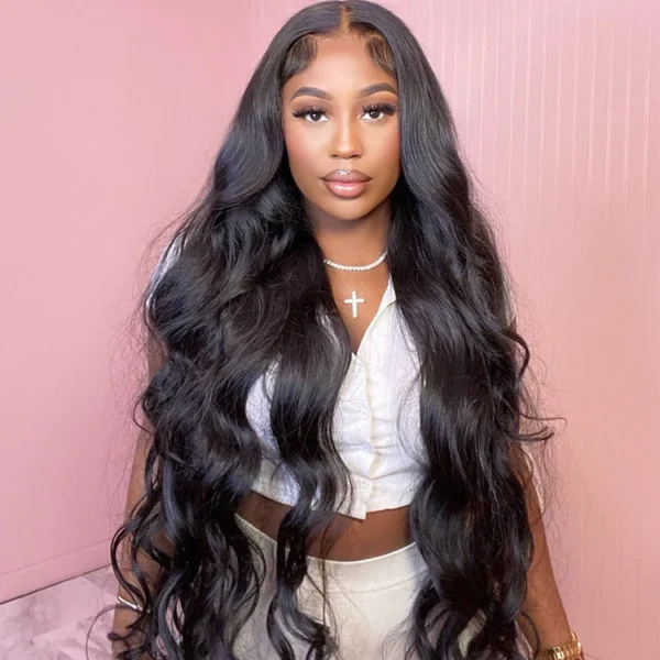 13x4 Pre-All Glueless TRILL Body Wave 30 Inch invisible knots Natural Black Natural Hairline