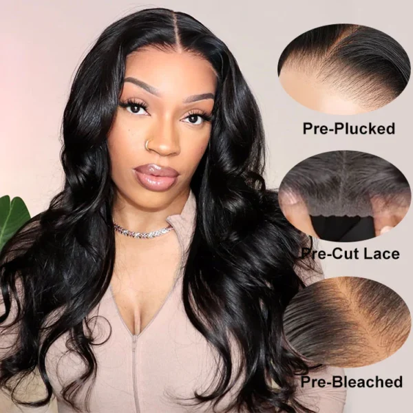 6x5 Invisible TRILL Knots Glueless Loose Body Wave Wigs Pre-cut Lace Natural Black Beginner Friendly
