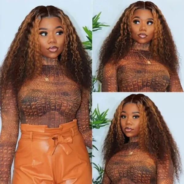 13x6 Glueless Wig Curly With Drawstring Natural Black & Chocolate Brown Human Hair