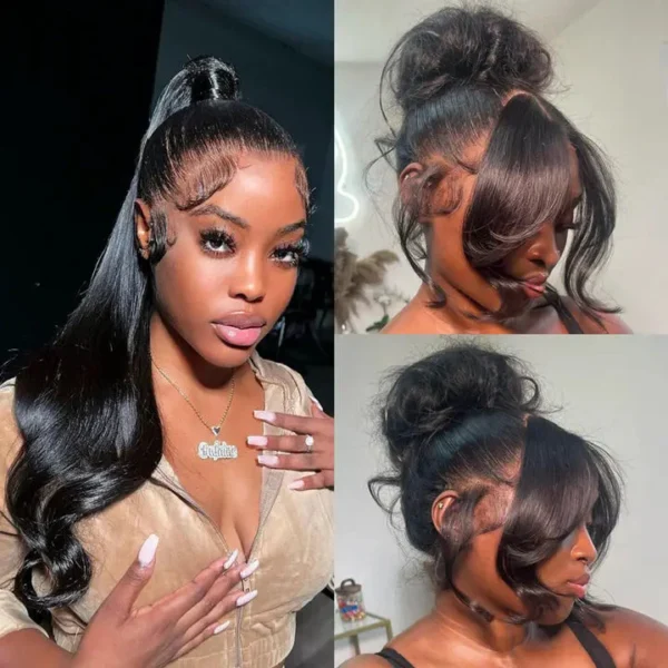 TRILL 360 Full Lace Glueless Body Wave Wigs Invisi Drawstring Natural Black Pre-cut Lace
