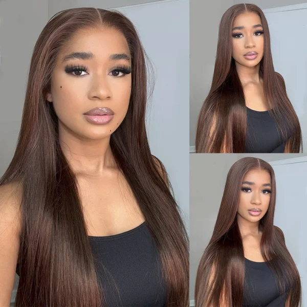 Chocolate Brown Glueless Wigs TRILL  Body Wave with Drawstring 100% Human Hair Wig