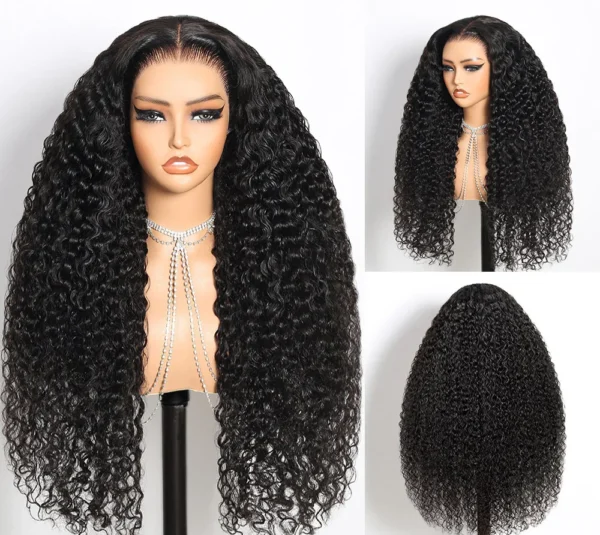 13x6 TRILL Glueless Wig Jerry Curly With Drawstring Natural Black 100% Human Hair