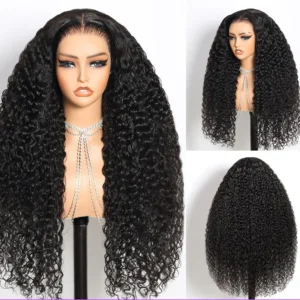 13x6 Glueless Wig Curly With Drawstring Natural Black 100% Human Hair