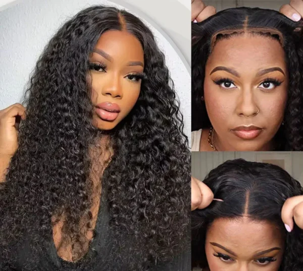 TRILL 3D Lace Half Wig Glueless Curly Hair With Breathable Dome Cap 6Inch Deep Parting