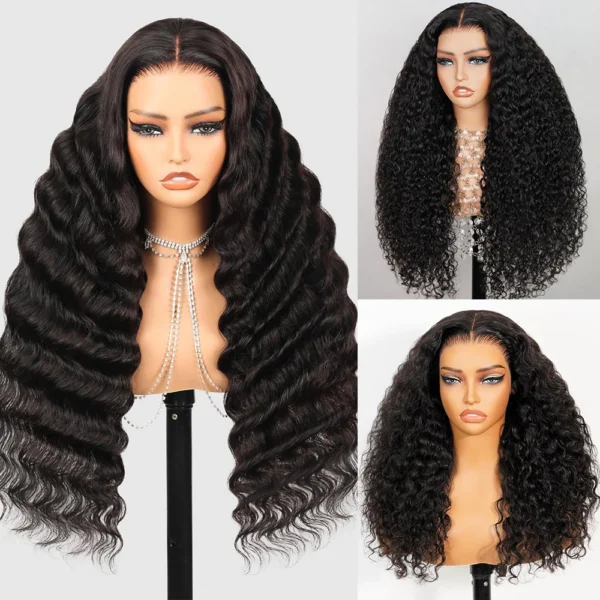 TRILL 6x5 Invisible Knots Glueless Loose Deep Wave Wigs Pre-cut Lace Natural Black Beginner Friendly