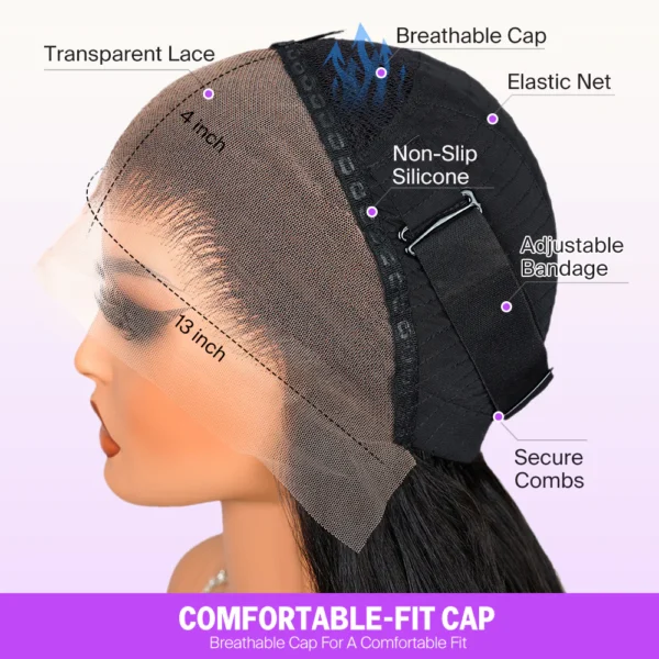 13x4 Lace Frontal TRILL  Loose Curly Invisible Knots Natural Black Breathable Cap