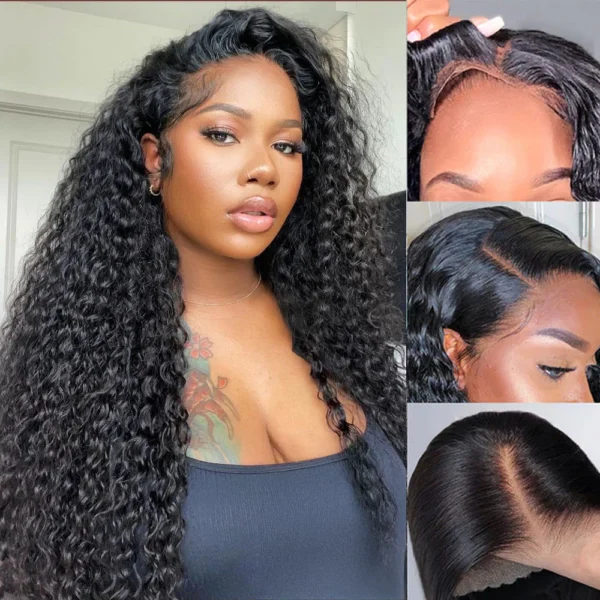 13x6 TRILL Glueless Wig Jerry Curly With Drawstring Natural Black 100% Human Hair