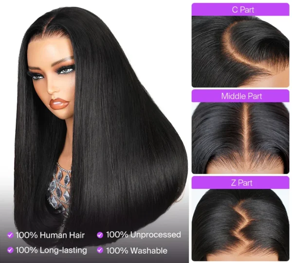 6x5 TRILL Invisible Knots Glueless Silky Straight Wigs Pre-cut Lace Natural Black Beginner Friendly
