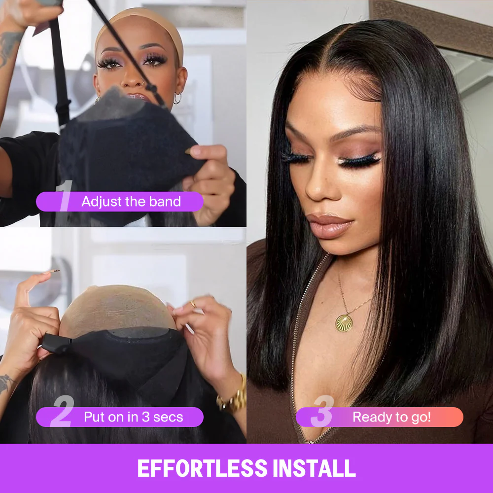 6x5 TRILL Invisible Knots Glueless Silky Straight Wigs Pre-cut Lace Natural Black Beginner Friendly - Image 9