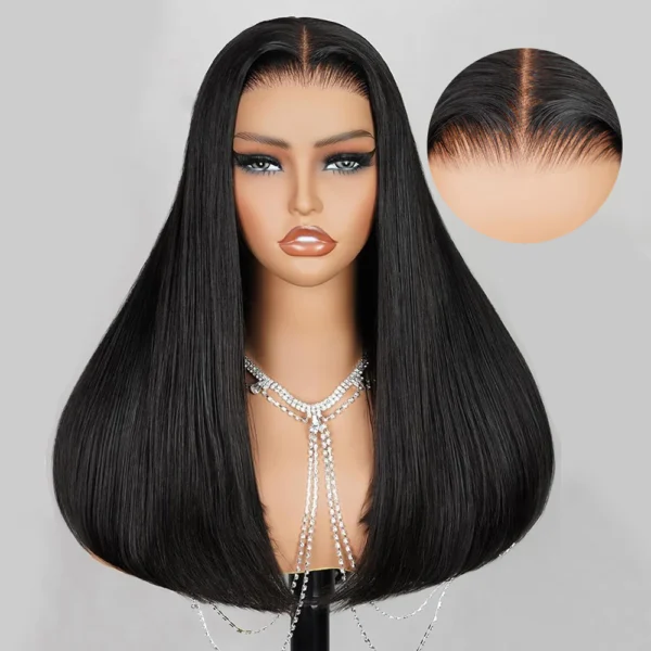 6x5 TRILL Invisible Knots Glueless Silky Straight Wigs Pre-cut Lace Natural Black Beginner Friendly