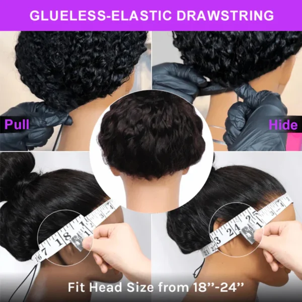 13x5 Pre-All Glueless TRILL Water Wave Bob Invisible Knots Natural Black Beginner Friendly