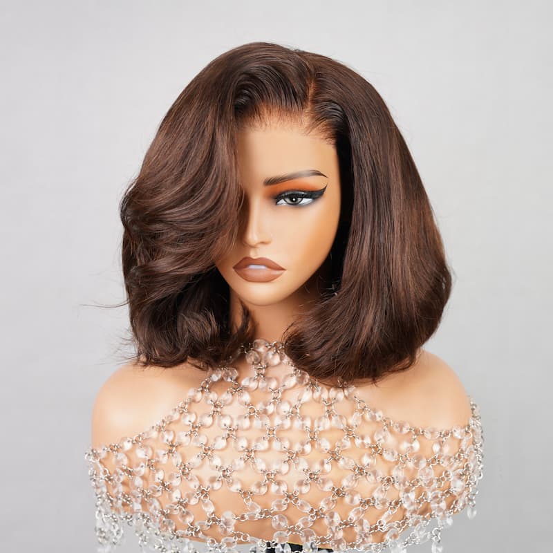 6x5 Invisible Knots Glueless Chocolate Brown Loose Wave Bob Wigs Realistic Hairline Beginner Friendly - Image 5