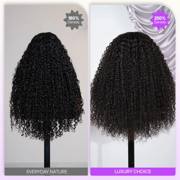 13x6 TRILL Glueless Wig Jerry Curly With Drawstring Natural Black 100% Human Hair