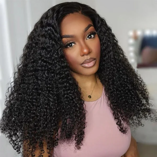 3 in 1 Half Wig Glueless Jerry Curly Wigs With Drawstring Natural Black Beginner Friendly