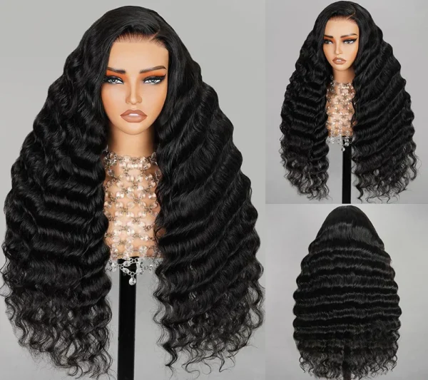 13x4 Lace Frontal TRILL  Loose Curly Invisible Knots Natural Black Breathable Cap
