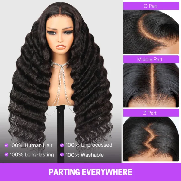 13x4 Lace Frontal TRILL  Loose Curly Invisible Knots Natural Black Breathable Cap