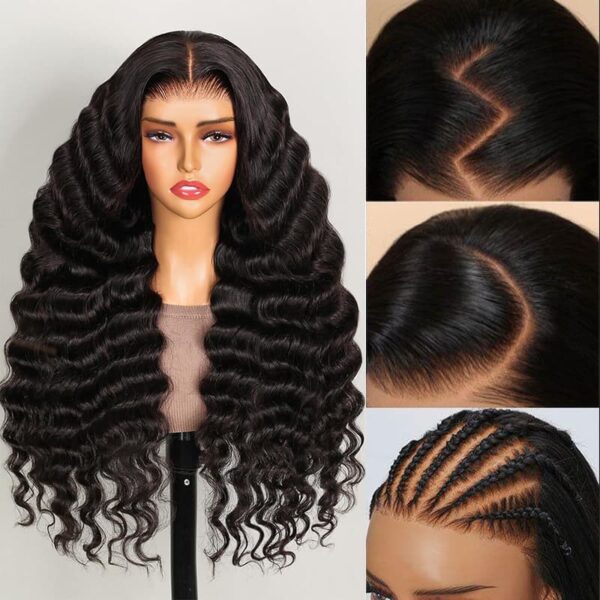 TRILL 6x5 Invisible Knots Glueless Loose Deep Wave Wigs Pre-cut Lace Natural Black Breathable Cap