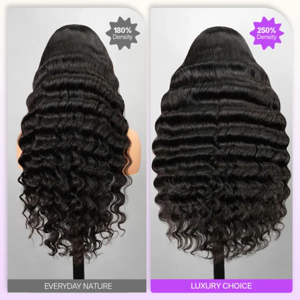 13x6 TRILL Glueless Wig Loose Curly With Drawstring Natural Black 100% Human Hair Wig