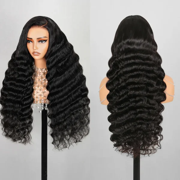 TRILL 6x5 Invisible Knots Glueless Loose Deep Wave Wigs Pre-cut Lace Natural Black Breathable Cap